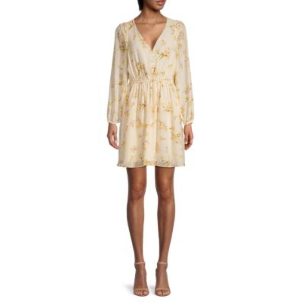 Madewell Cate V-Neck Long Sleeve Carnation Print Floral Mini Dress Large
